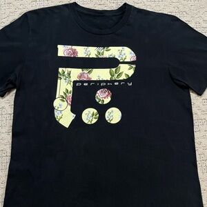 🎸 '19 Periphery Band Soft P Logo With Pink Gold Flower Interior Black Tee